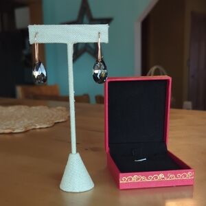 NWT Lady Colour Crystal Teardrop Rose Gold Tone Earrings